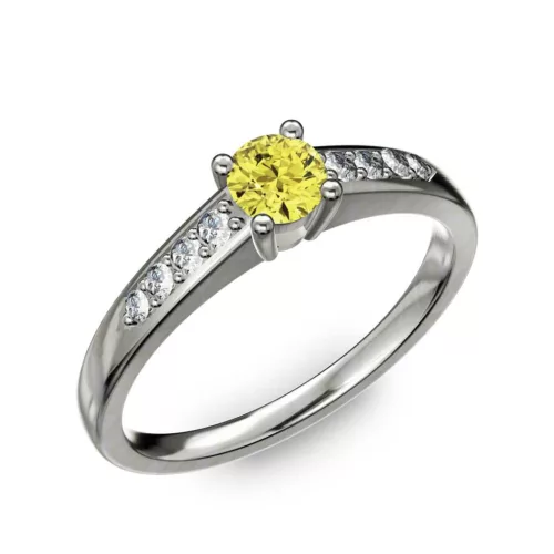 Ékszerpalota eljegyzési gyűrű 0.2ct sárga gyémánttal BRK 145 fehér arany 