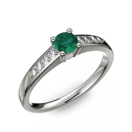 Ékszerpalota eljegyzési gyűrű 0.2ct smaragddal BRK 145 fehér arany 