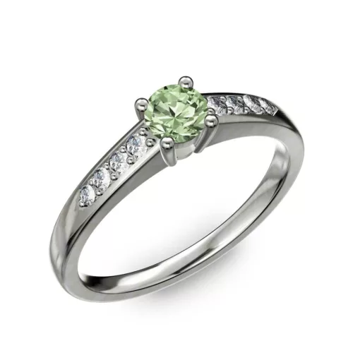 Ékszerpalota eljegyzési gyűrű 0.2ct zöld gyémánttal BRK 145 fehér arany 