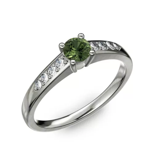 Ékszerpalota eljegyzési gyűrű 0.2ct zöld zafírral BRK 145 fehér arany 