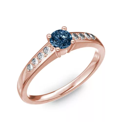 Ékszerpalota eljegyzési gyűrű 0.2ct kék gyémánttal BRK 145 rozé arany 