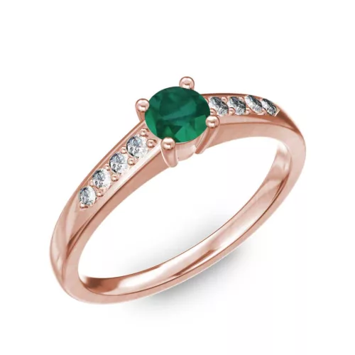 Ékszerpalota eljegyzési gyűrű 0.2ct smaragddal BRK 145 rozé arany 