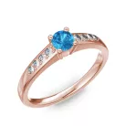 Ékszerpalota eljegyzési gyűrű 0.2ct kék topázzal BRK 145 rozé arany 