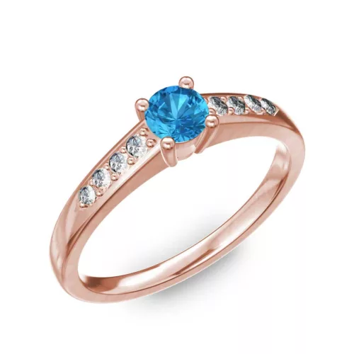 Ékszerpalota eljegyzési gyűrű 0.2ct kék topázzal BRK 145 rozé arany 