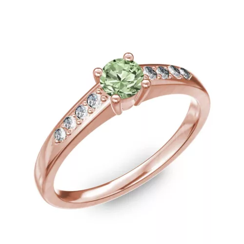 Ékszerpalota eljegyzési gyűrű 0.2ct zöld gyémánttal BRK 145 rozé arany 