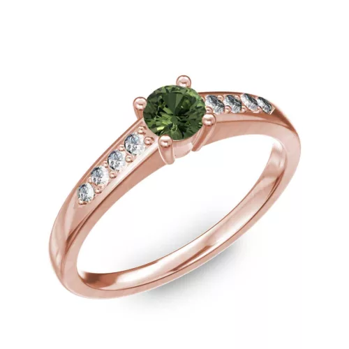 Ékszerpalota eljegyzési gyűrű 0.2ct zöld zafírral BRK 145 rozé arany 