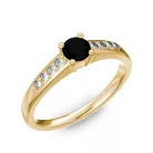 Ékszerpalota eljegyzési gyűrű 0.2ct fekete gyémánttal BRK 145 sárga arany 