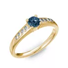 Ékszerpalota eljegyzési gyűrű 0.2ct kék gyémánttal BRK 145 sárga arany 