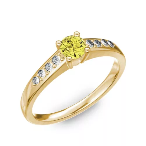 Ékszerpalota eljegyzési gyűrű 0.2ct sárga gyémánttal BRK 145 sárga arany 