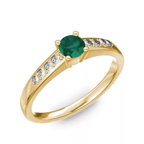 Ékszerpalota eljegyzési gyűrű 0.2ct smaragddal BRK 145 sárga arany 