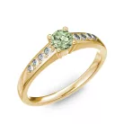 Ékszerpalota eljegyzési gyűrű 0.2ct zöld gyémánttal BRK 145 sárga arany 