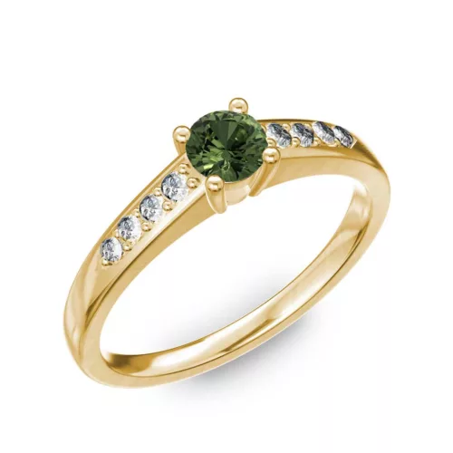 Ékszerpalota eljegyzési gyűrű 0.2ct zöld zafírral BRK 145 sárga arany 