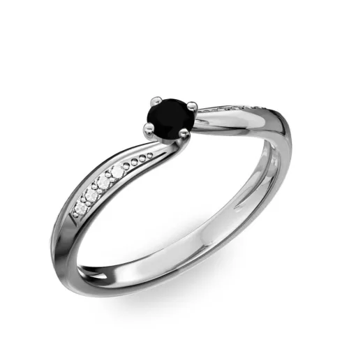 Ékszerpalota eljegyzési gyűrű 0.17ct fekete gyémánttal BRK172 fehér arany