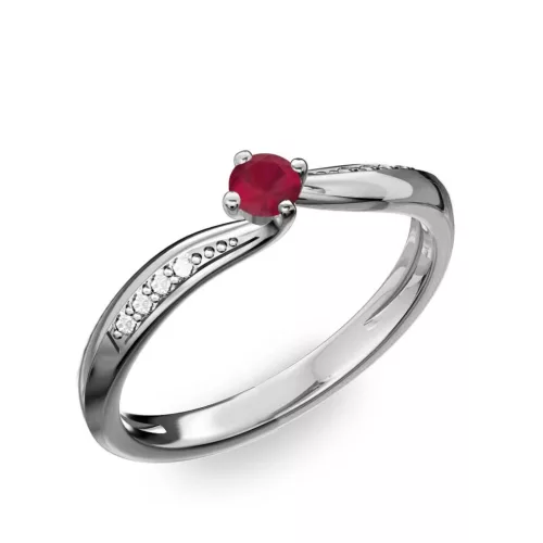Ékszerpalota eljegyzési gyűrű 0.17ct rubinnal BRK172 fehér arany