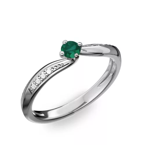 Ékszerpalota eljegyzési gyűrű 0.17ct smaragddal BRK172 fehér arany