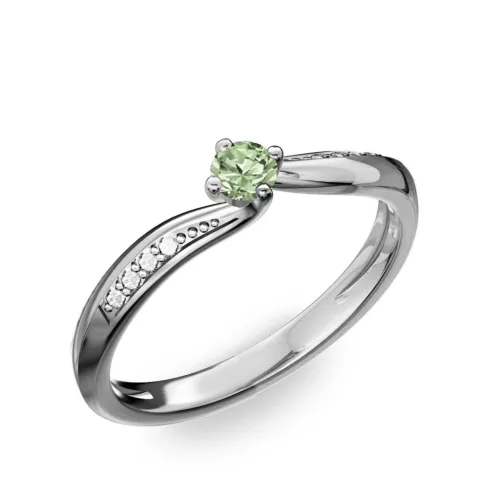 Ékszerpalota eljegyzési gyűrű 0.17ct zöld gyémánttal BRK172 fehér arany