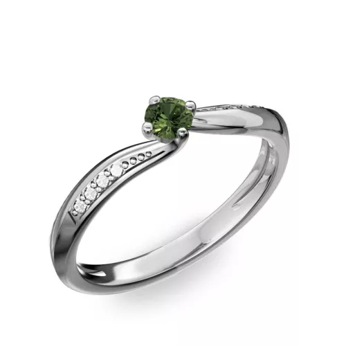 Ékszerpalota eljegyzési gyűrű 0.17ct zöld zafírral BRK172 fehér arany