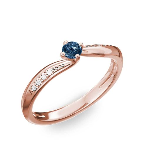 Ékszerpalota eljegyzési gyűrű 0.17ct kék gyémánttal BRK172 rozé arany