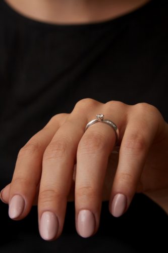 Ékszerpalota eljegyzési gyűrű 0.17ct kék gyémánttal BRK172 rozé arany