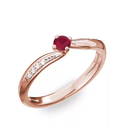 Ékszerpalota eljegyzési gyűrű 0.17ct rubinnal BRK172 rozé arany