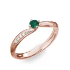 Ékszerpalota eljegyzési gyűrű 0.17ct smaragddal BRK172 rozé arany