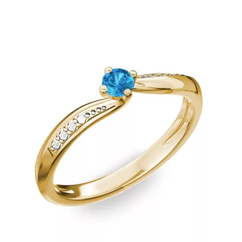 Ékszerpalota eljegyzési gyűrű 0.17ct kék topázzal BRK172 sárga arany