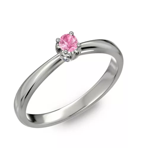 Ékszerpalota eljegyzési gyűrű 0,1ct pink zafírral BRK175 fehér arany 