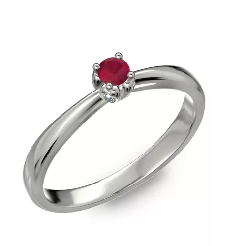 Ékszerpalota eljegyzési gyűrű 0,1ct rubinnal BRK175 fehér arany 