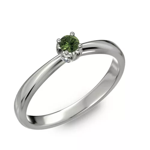 Ékszerpalota eljegyzési gyűrű 0,1ct zöld zafírral BRK175 fehér arany 