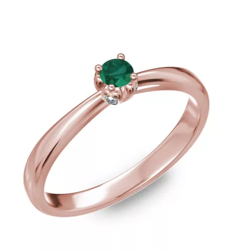 Ékszerpalota eljegyzési gyűrű 0,1ct smaragddal BRK175 rozé arany 