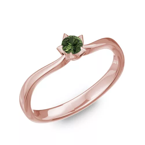 Ékszerpalota eljegyzési gyűrű 0,1ct zöld zafírral BRK175 rozé arany 