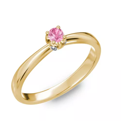 Ékszerpalota eljegyzési gyűrű 0,1ct pink zafírral BRK175 sárga arany 