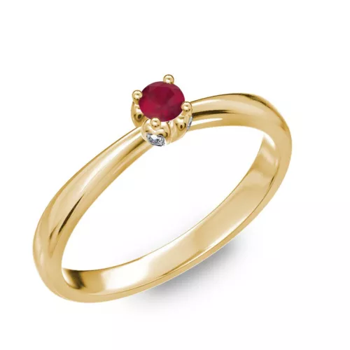 Ékszerpalota eljegyzési gyűrű 0,1ct rubinnal BRK175 sárga arany 