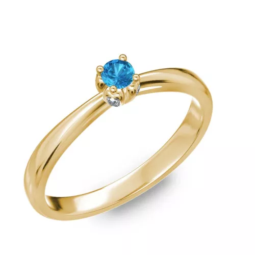 Ékszerpalota eljegyzési gyűrű 0,1ct kék topázzal BRK175 sárga arany 