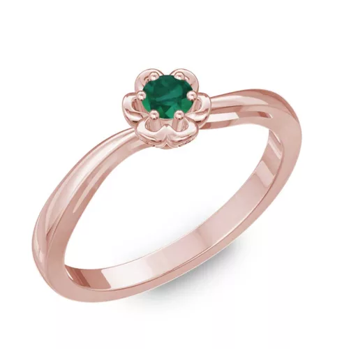Ékszerpalota eljegyzési gyűrű 0,1ct smaragd BRK176 rozé arany 