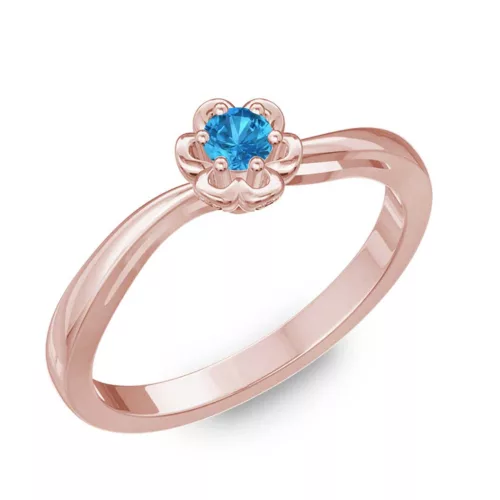 Ékszerpalota eljegyzési gyűrű 0,1ct kék topázzal BRK176 rozé arany 