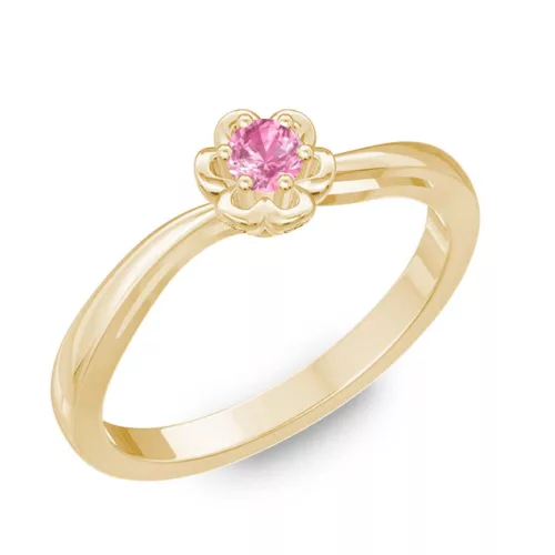 Ékszerpalota eljegyzési gyűrű 0,1ct pink zafír BRK176 sárga arany 