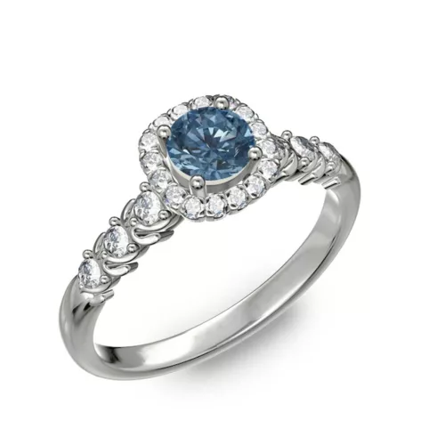  Ékszerpalota eljegyzési gyűrű 0,5ct kék gyémánttal BRK181 fehér arany
