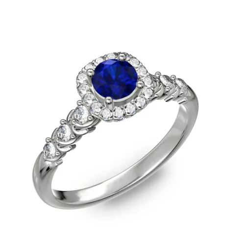  Ékszerpalota eljegyzési gyűrű 0,5ct kék diffusion zafírral BRK181 fehér arany