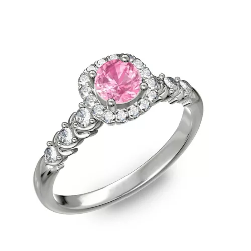  Ékszerpalota eljegyzési gyűrű 0,5ct pink zafírral BRK181 fehér arany