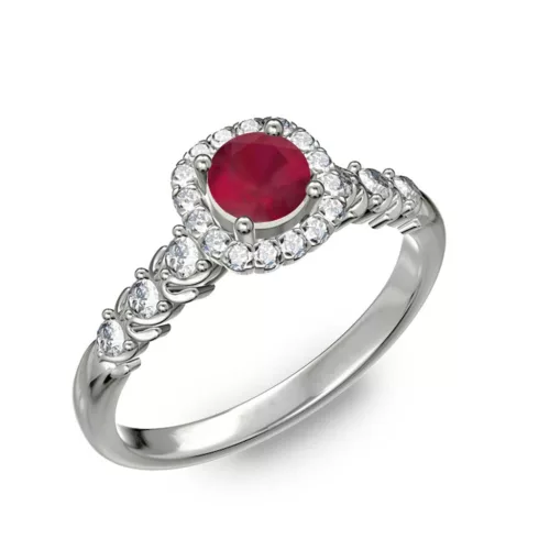  Ékszerpalota eljegyzési gyűrű 0,5ct rubinnal BRK181 fehér arany