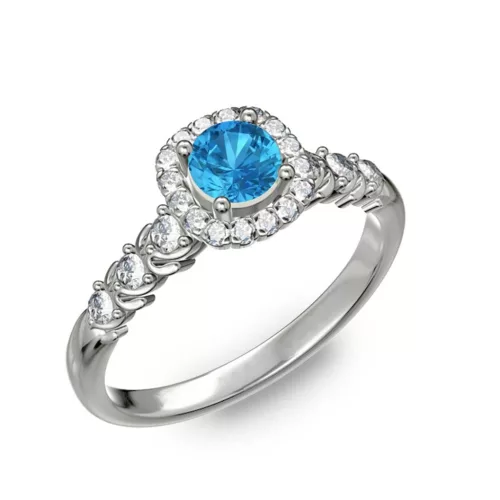  Ékszerpalota eljegyzési gyűrű 0,5ct kék topázzal BRK181 fehér arany