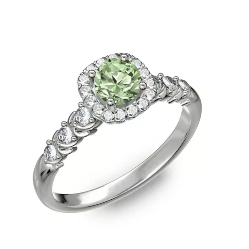  Ékszerpalota eljegyzési gyűrű 0,5ct zöld gyémánttal BRK181 fehér arany