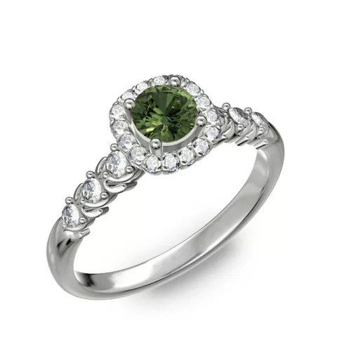  Ékszerpalota eljegyzési gyűrű 0,5ct zöld zafírral BRK181 fehér arany
