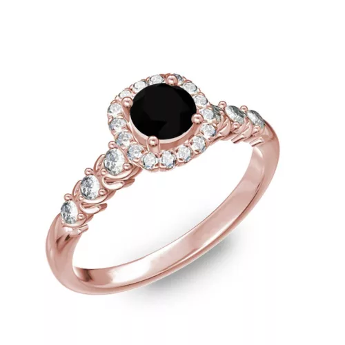  Ékszerpalota eljegyzési gyűrű 0,5ct fekete gyémánttal BRK181 rozé arany