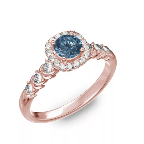  Ékszerpalota eljegyzési gyűrű 0,5ct kék gyémánttal BRK181 rozé arany
