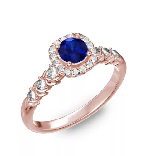  Ékszerpalota eljegyzési gyűrű 0,5ct kék diffusion zafírral BRK181 rozé arany