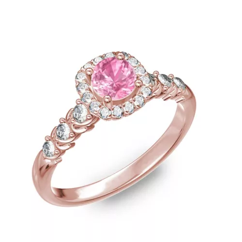  Ékszerpalota eljegyzési gyűrű 0,5ct pink zafírral BRK181 rozé arany