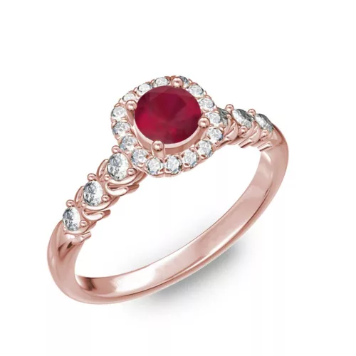  Ékszerpalota eljegyzési gyűrű 0,5ct rubinnal BRK181 rozé arany
