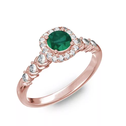  Ékszerpalota eljegyzési gyűrű 0,5ct smaragddal BRK181 rozé arany